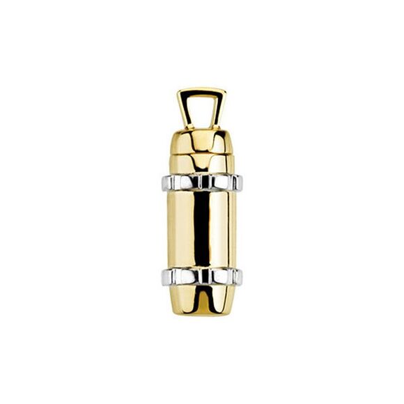 14k Yellow and White Gold, Two Tone Cylinder Ash Holder Pendant - Picture 1 of 2